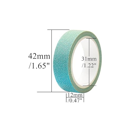 Miniatura 6 de Morandi - Juego de 6 rollos de cinta adhesiva con purpurina para diario de viñetas, manualidades, álbumes de recortes, embalaje de regalo (Morandi)