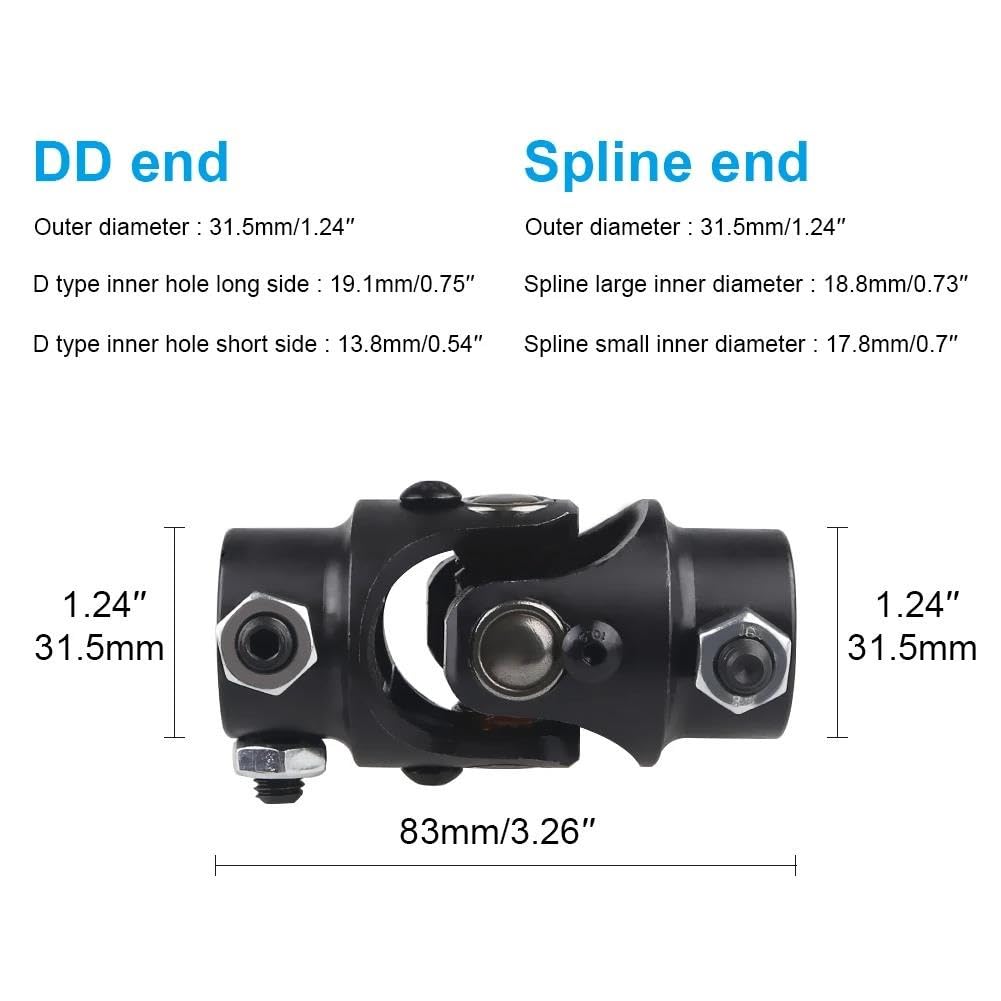Albero Trasmissione Albero dello Sterzo Singolo con Giunto A U Universale da 3/4 "-36 Scanalato A 3/4" DD Giunto Universale per Albero dello Sterzo Singolo per Auto