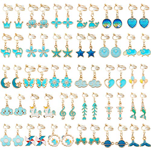 NEWITIN 30 Pairs Clip on Earrings for Girls Multiple Cute Earrings Hypoallergenic Earrings Non Piercing Girls Earrings Set Ear Clips for Women