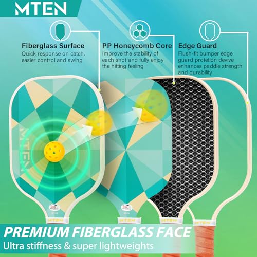 Image of MTEN Pickleball Paddles Set of 2 /4 /1, USAPA Approved Fiberglass Rackets