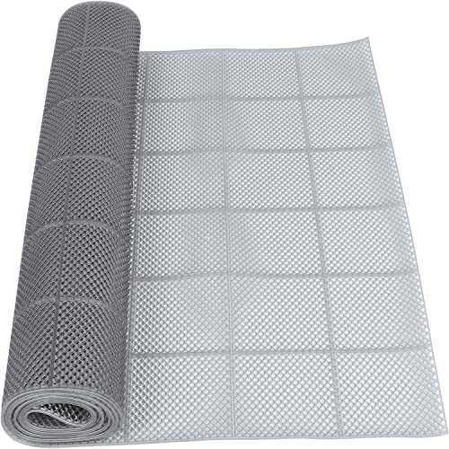 Nisorpa Anti-Rutsch-Drainagematte 0,9 x 4 m kommerzielle Anti-Ermüdungs-PVC-Bodenmatte, Nassbereich Bodenmatte für Schwimmbad, Dusche, Saunaläufer, SPA, Badewanne, Duschmatte, grau Cover