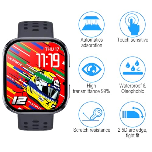 3 Pack Screen Protector for Amazfit Bip 6, tempa glass,Scratch Resistant, NO-Bubble, Crystal Clear, 9H Hardness,Glass Film