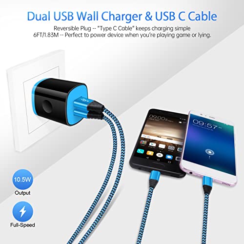 Android Phone Charger Fast Charging for Samsung Galaxy A05S S23 A23 A54 A14 A53 A13 A03S S22 S21 S20 A32 A12 A11, Moto Edge 5G UW/G Play/G Power/G Stylus, Android USB C Charger Cable Cord+Wall Charger