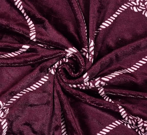 Image of Warm Flannel (Flano) King Size Winter Fitted Bedsheet | All Side Elastic Premium Winter Soft Velvet Furnishing Bed Sheet with 2 Big Pillow Cover Size - 72 x 78 X 8 Inches Dark Maroon