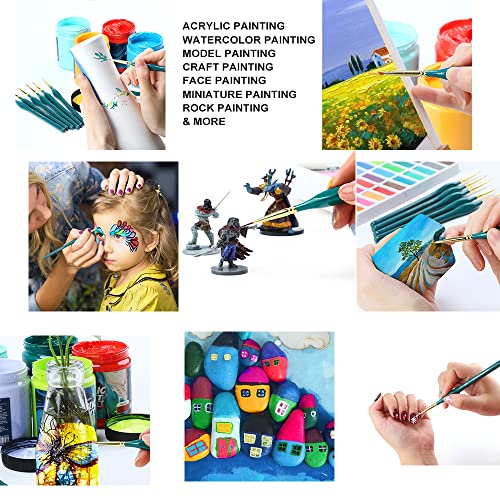 Transon 10Pcs Fine Detail Miniature Art Painting Brush Set For Acrylic Watercolor Craft Rock Face Painting Green #TOP1