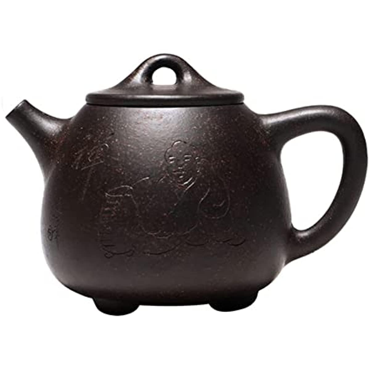 Przenośny zestaw do herbaty podróżnej, 200 ml kreatywny fioletowy czajniczek z surową rudą, czarnym, złotym piaskiem i wysoką kamienną łyżeczką do herbaty, do domu, biura, na piknik na świeżym powie