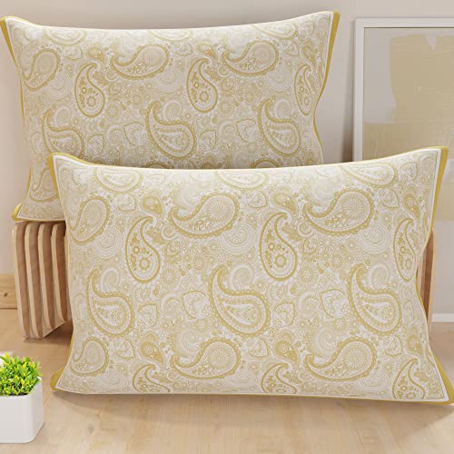 PETTI Artigiani Italiani - Coppia di Federe Cuscino 145x40 cm in Microfibra, Cuscini Arredo Camera da Letto, Divano, Salotto, Set 2 Fodere Copricuscino, Federa Paisley Tortora, 100% Made in Italy