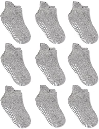 Image of Zaples Baby Non Slip Grip Ankle Socks with Non Skid Soles for Infants Toddlers Kids Boys Girls
