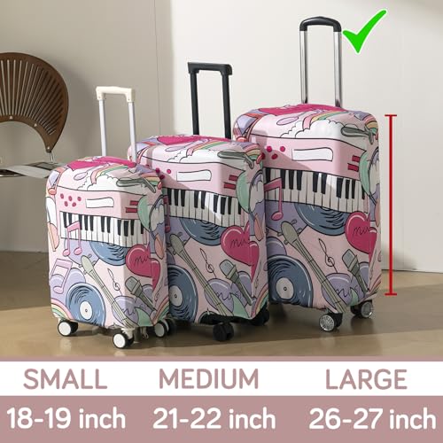 Image of HOKIPO 220gsm Durable and Washable Suitcase Covers for Trolley Suitcase, Large (26-27inch) - Music Vibes (AR-6345-D6)