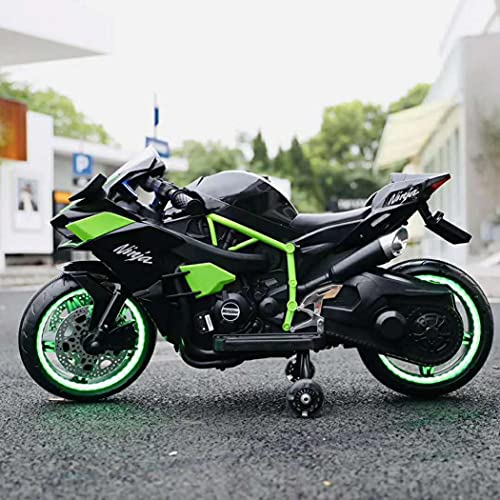 Kids Electric Ride on Motorcycle, 12V 7A Riding Car for 3-5 6-8 Year Old Boys Girls, Children Powered Vehicle Toys, Battery Charger Rechargeable Motor Bikes with Flashing Wheels (Black)