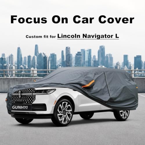 Image of GUNHYI Premium Car Cover Custom Fit Lincoln Navigator L, 16 Layers Heavy Duty Car Cover Waterproof All Weather with Zipper Door for Sun Rain Snow Dust Uv Protection