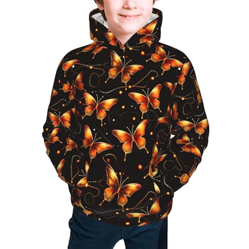 Colorful Neon Butterfly Hoodie Youth Hooded Sweatshirt 3D Digital Printed With Pockets Tops4