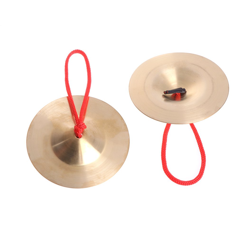 1 Pair Hand Percussion Instruments Traditional Chinese Gong With Finger Rope For Stage Party Musical