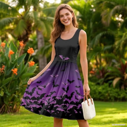 Image of Renewold Women's Sleeveless Tank Dress with Pockets, Casual Scoop Neck A-Line Sundress for Summer, Travel and Vacation