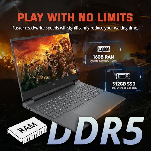 Image of HP Victus 15 Gaming Laptop, AMD Ryzen 7 7445HS, GeForce RTX 4050, 16GB DDR5, 512GB PCIe SSD, 15.6 inch FHD 144Hz Display, Backlit Keyboard, Copilot, Fast Charge, Win 11, Silver, 1TB Docking Station Set