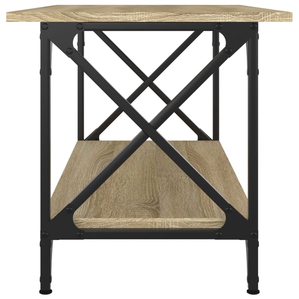 Mesa de centro Sonoma roble 80 x 45 x 45 cm madera y hierro mesa de salón con estante abierto para salón, salón y zona de estar