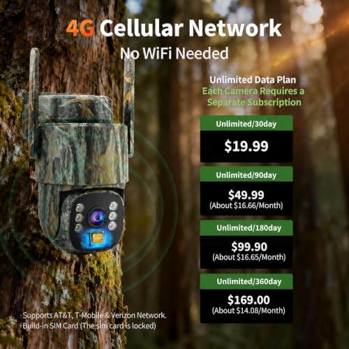 Sixeye 4G LTE Cellular Trail Camera 2 Pack, Built-in SIM Card No WiFi Needed, Solar Powered Game Camera, 2K Live Streaming, 360° PTZ View, Color Night Vision, PIR Motion Alerts, Two-Way Audio, IP66 by Sixeye - Used condition - Image 2