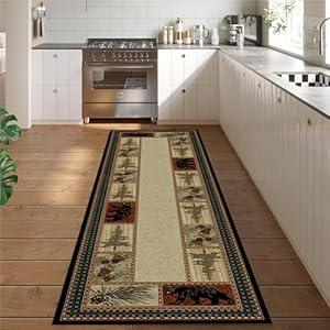 Rustic Wildlife Runner Rug Retro Lodge Forest Wild Animals Bears Maple Leaf Decoration Hallway Rugs Cabin Theme Beige Long Carpet for Indoor Entryway Kitchen Bathroom Laundry, 2x10ft Rustic Wildlife Runner Rug Retro Lodge Forest Wild Animals Bears Maple Leaf Decoration Hallway Rugs Cabin Theme Beige Long Carpet for Indoor Entryway Kitchen Bathroom Laundry 2x10ft