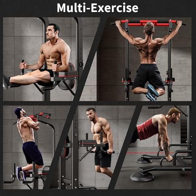 sogesfurniture Adjustable Dip Station & Pull Up Bar ¨C Heavy Duty Calisthenics Workout Equipment for Home Gym, Multi-Function Fitness Training with Push Up Handles, Dips, Pull Ups & Push Ups