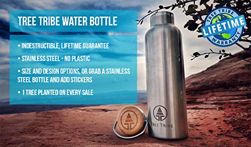 Tree Tribe Stainless Steel Water Bottle 20 Oz - Indestructible, Bpa Free, 100% Leak Proof, Eco Friendly, Double Wall Insulated Technology For Hot And Cold Drinks, Wide Mouth, Bamboo Cap #TOP6