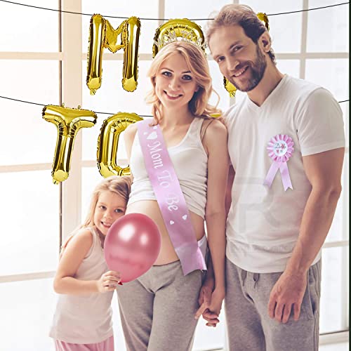 Image of Rozi Decoration Golden Theme Mom To Be Decoration Items Set, Baby Shower Decoration Items for Home Marathi, Mom To Be Decoration Set Combo Pack of 9 Pcs