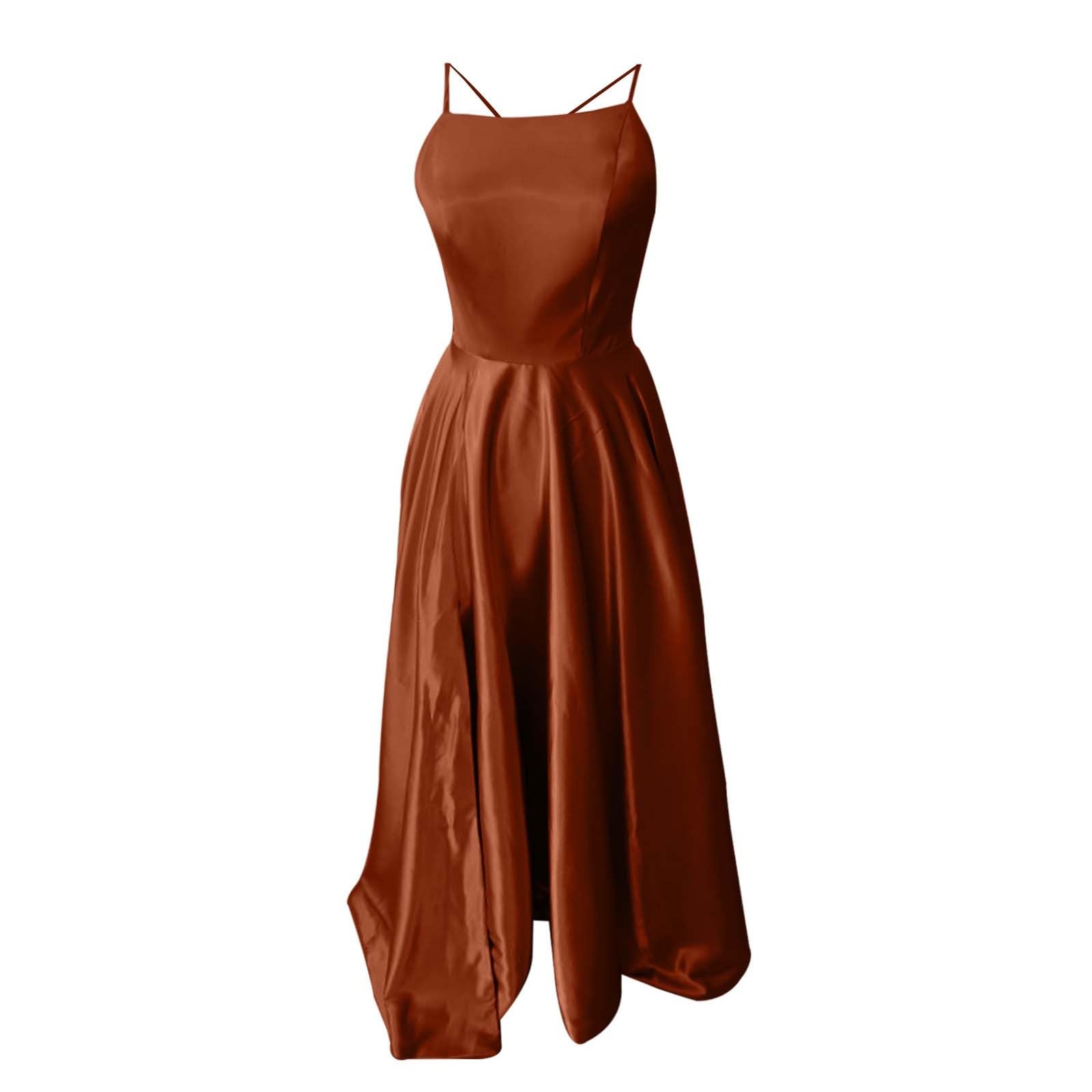 Frauen Abendkleid Lang Rückenfreies Kleid Mit Schlitz Ballkleid Elegant Abiballkleider Sexy Spaghetti-Träger Brautmutterkleider Hochzeitskleid Brautkleid Abschlusskleid