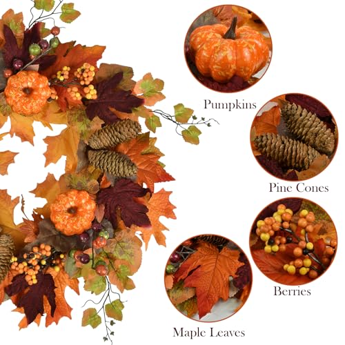 Covanm Fall Wreath, 20 Inch Front Door Wreath With Handmade Pine Cones Pumpkin Door Wreath For Autumn And Farmhouse Decoration thumb #1