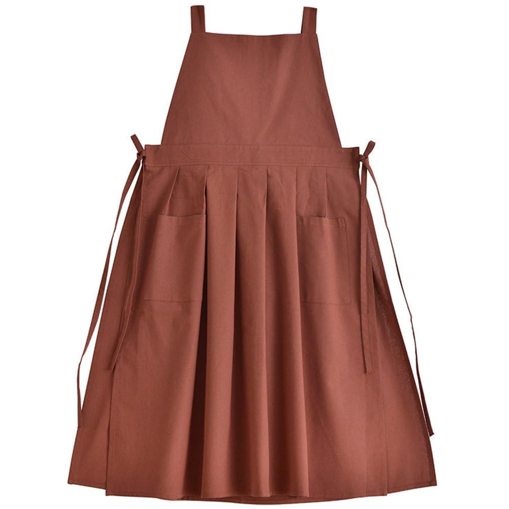 Sslvya Kitchen Apron for Women, Adjustable Apron Dress for Women with Pockets Art Chef Aprons for Kitchen Baking Gardening Painting