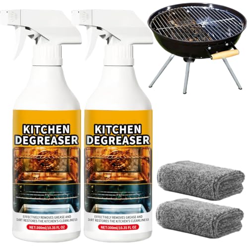 glaorius Apiastar Greasekiller Spray 10.35FL.OZ Greasekiller Spray Grill Cleaner Greasekillers Bbq Sprays Heavy Duty Grill Degreaser Sprays for Outdoor Grill Air fryer Kitchen Oven (2PCS)