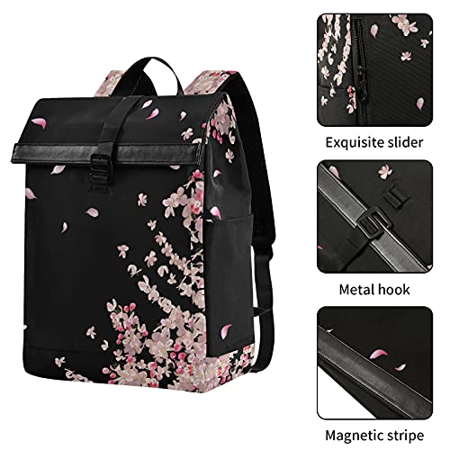 ALAZA Flying Plum Cherry Blossom Flowers Large Laptop Backpack Purse for Women Men Waterproof Anti Theft Roll Top Backpack, 13-17.3 inch4