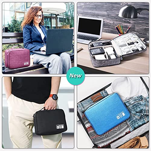Image of Nylon 2 Layer Gadget Organizer Case,Electronic Accessories Bag,Tech Organizer Pouch for Hard Disk,Pen Drive