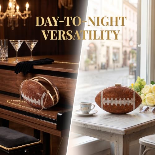Image of Gripit Bling Rhinestone Football Shaped Rugby Quirky Bag Purse Novlety Chain Purse