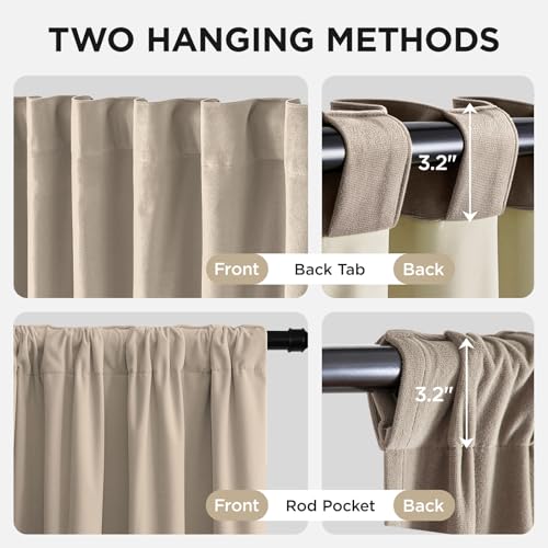 Image of Joydeco 100% Blackout Curtains Velvet Black Out Curtain 72 Inch Drapes | for Bedroom Living Room, Heat and Light Blocking, Thermal Insulated Luxury Heavy Duty Curtain 2 Panels Back Tab&Rod Pocket