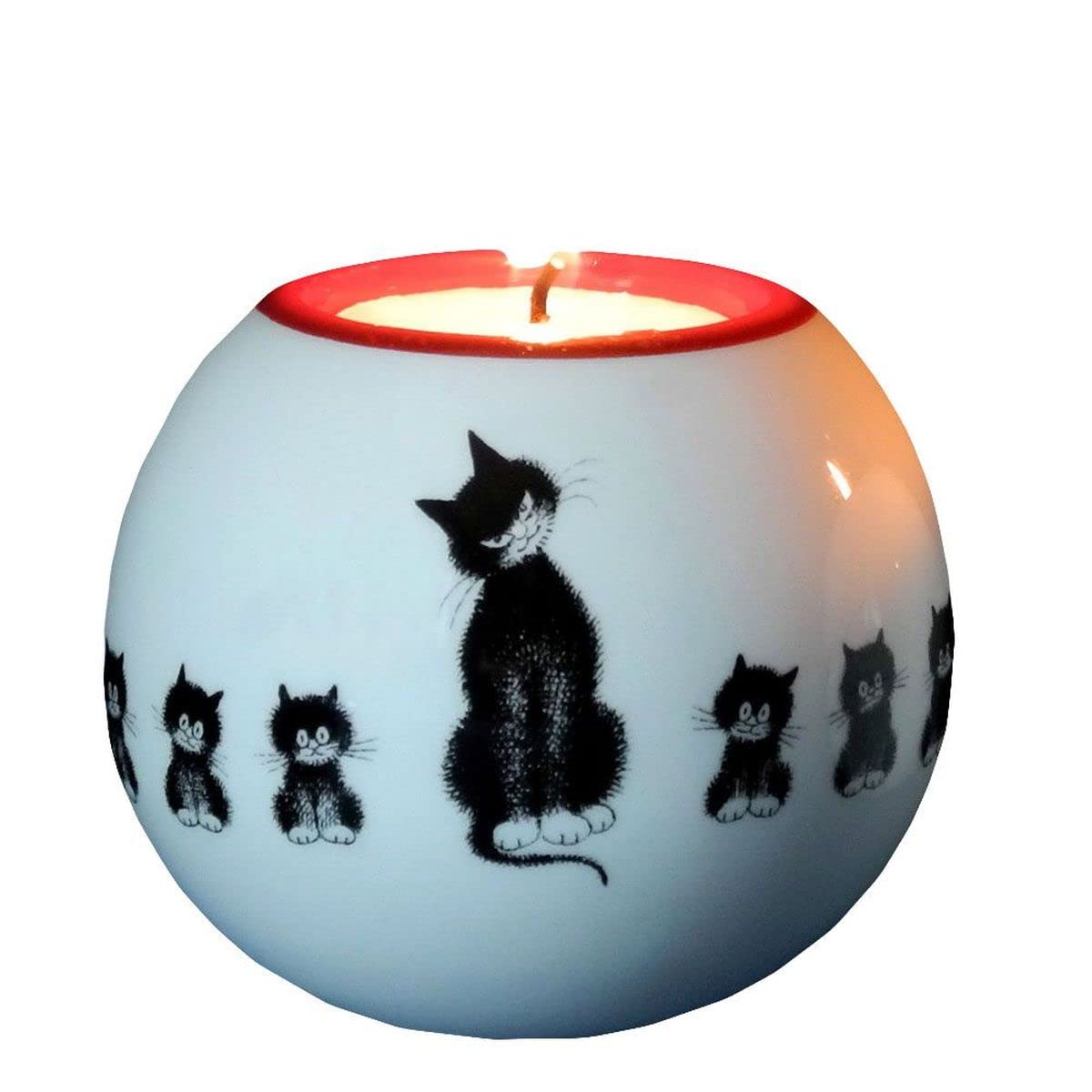Porte-bougie / Photophore Boule Chats Par Dubout - PARASTONE - Céramique Blanche