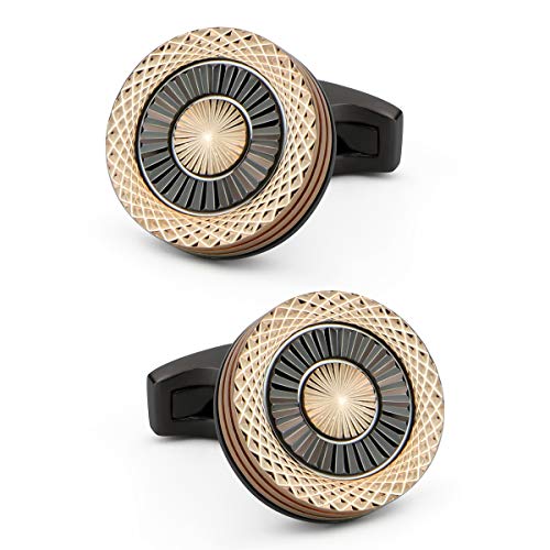 VIILOCK Metal Textured Mens Cuff Links Silver Plated French Shirt Cufflinks for Men (Rose Gold)