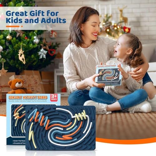 Image of Silicone Sensory Fidget Board Toy | Double-Sided Activity Board with Color Strings | Stress Relief, Focus & Calm Toy for Kids and Adults