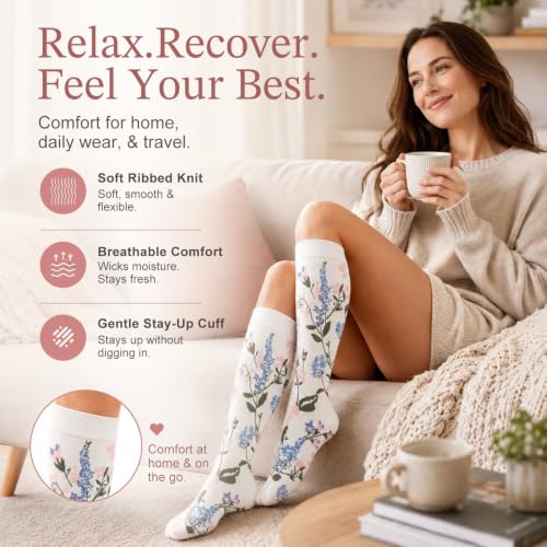 Image of Laite Hebe 4 Pairs-Compression Socks for Women&Men Circulation-Best Support for Nurses,Running,Athletic