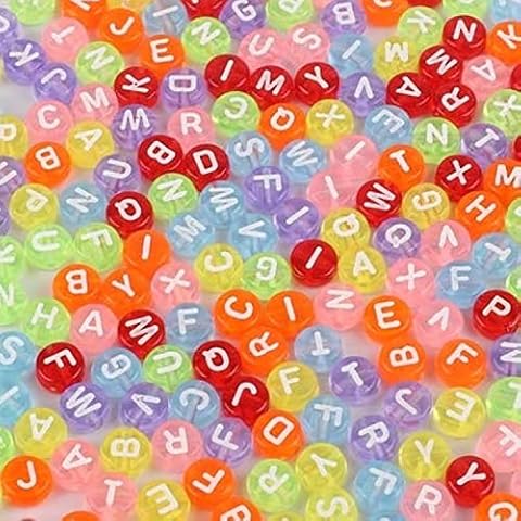 BALABEAD 700pcs Colorful Round Acrylic Alphabet Letter Beads A-Z Pattern Beads for Jewelry Making Bracelets (Colorful, Size 4x7mm Round) Cover