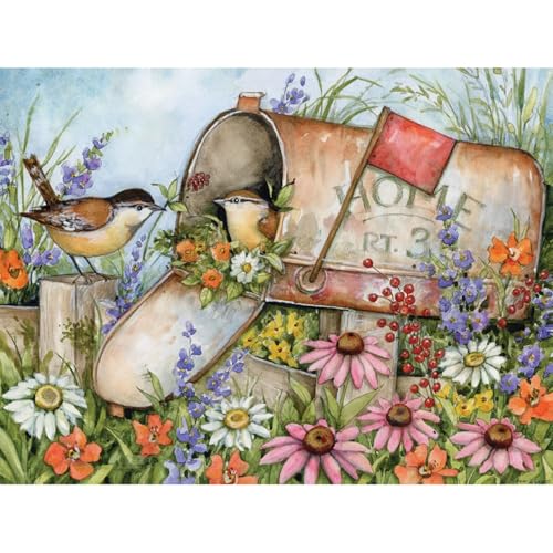 Bits and Pieces Rompecabezas de 500 Piezas para Adultos - Buzón en Campo con Pájaros - Grande 18" x 24" Rompecabezas de 500 Piezas Estilo Rústico Floral Campestre, Piezas Únicas miniatura 2