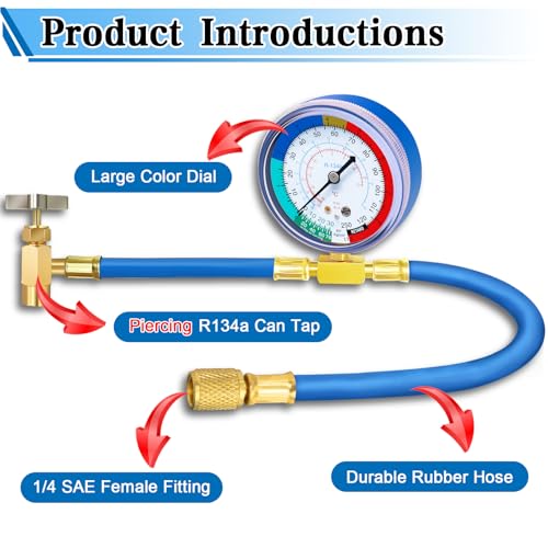 Image of Refrigerator Freon Recharge Hose Kit-R134a R12 R22 AC Refrigerant Charging Hose Set with BPV31 Bullet Piercing Tap Valve,R134a Self-Sealing Adapter, for Home AC Refrigerant System (Style 1)