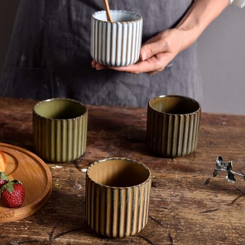 Taza cerámica retro japonesa color verde lago miniatura 2