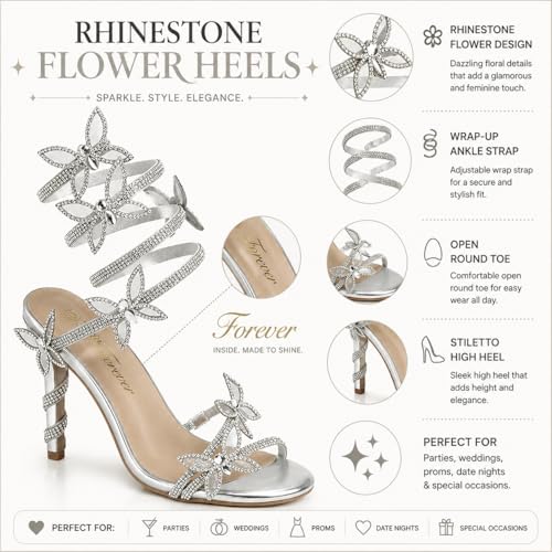 Image of Forever Link Women Rhinestone Butterfly Wrap up Stiletto Heel Sandals