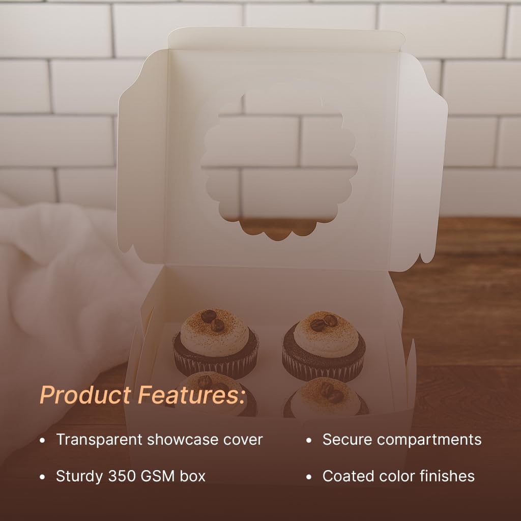 Cupcake Boxes with Inserts - Pack of 10 -2 Cupcake Boxes with Inserts - Pack of 10 -2