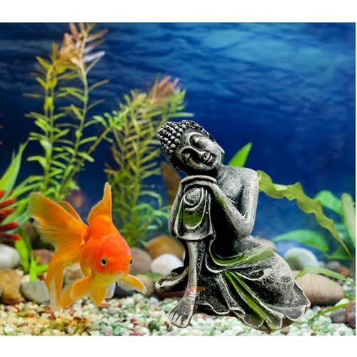 Image of Mistletoe Handcrafted Antique Meditation Buddha Statue for Aquarium | Pond Fountains and Fish Tank Decor | Eco-Friendly Resin | Thinking Buddha Ornament (14D x 12W x 8H CM)