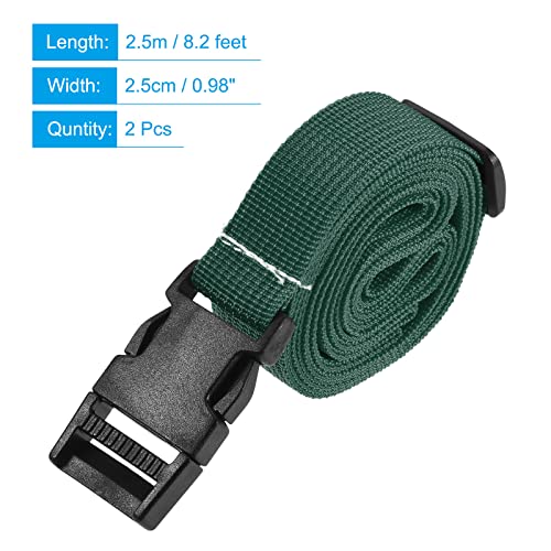 Image of MECCANIXITY Utility Strap with Buckle 1x98 Inch Polyester Quick Release Adjustable Belt for Travel Outdoor Bag Luggage Packing (Light Green, Pack of 2)
