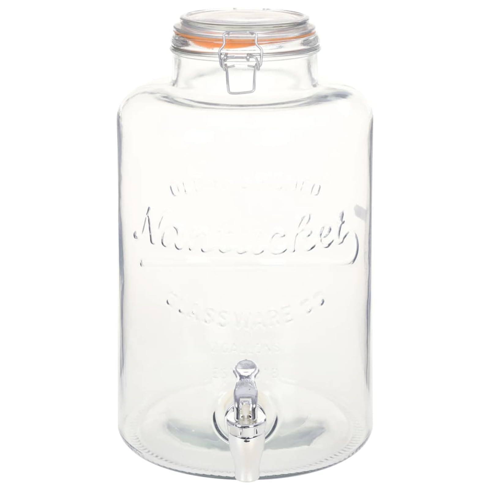 Dispensador de agua de cristal vintage de 8 l con grifo de plástico, transparente, para cocina y barbacoa. Model50829