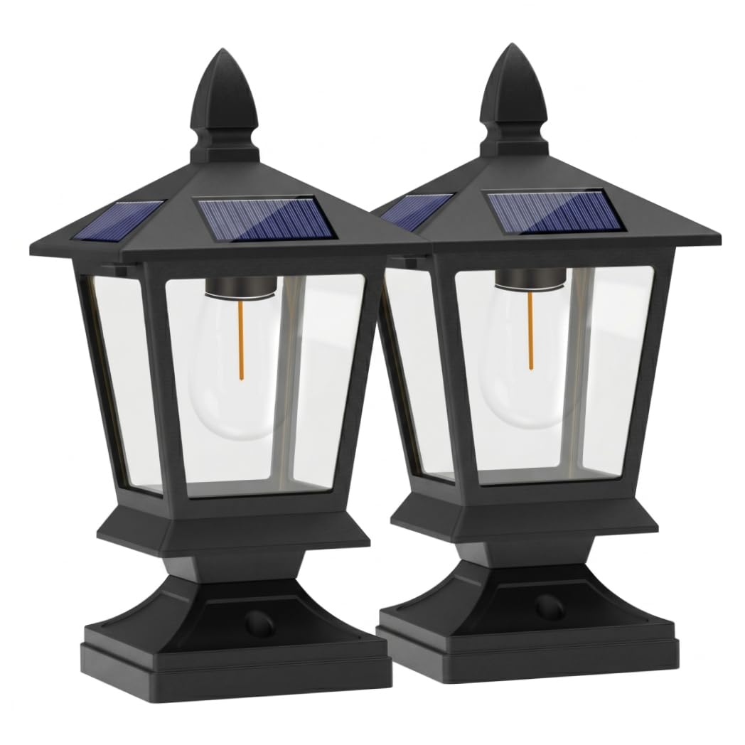 Goutdori 2PCS Energy Efficient Waterproof Solar Post Lights Outdoor for Garden Yard Landscape Fits 4x4 to 6x6 Inch Pillars