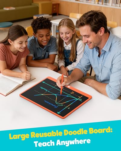 Image of TEKFUN LCD Writing Tablet for Adults, Large Doodle Board, 16 Inch Colorful Drawing Tablet Writing Pad, Toddler Toys for 3 4 5 6 7 8 9 Year Old Girls Boys Teen, Birthday Gifts for Kids (Orange)