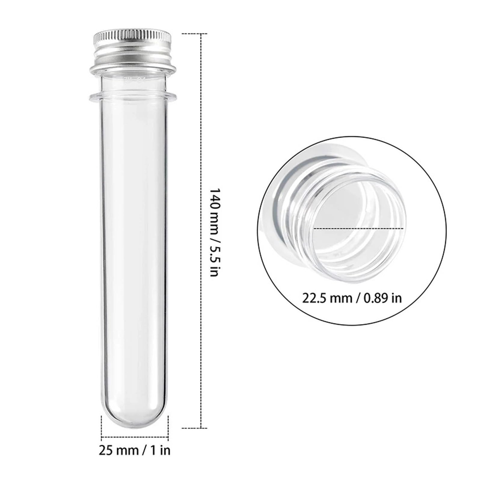 MENGKE 24 Tubos De Ensayo De Plástico De 40 Ml, Transparentes, Con Tapas De Rosca For Almacenar Dulces.