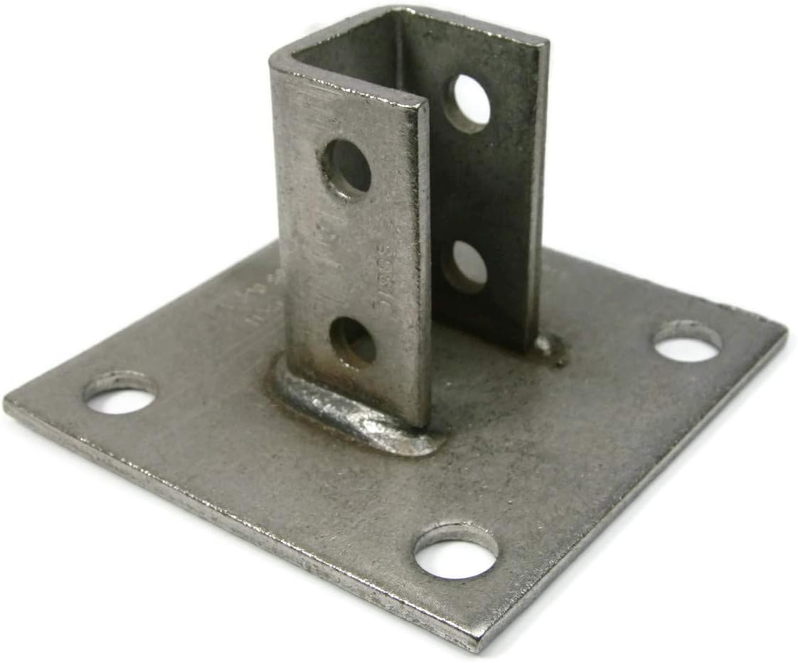 Square Channel Strut Post Base 316 Stainless Steel 4 Hole 3-1/2" Leg 6" X 6" Qty 1